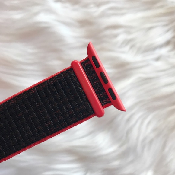 NEW Red Black Woven Loop Band For Apple Watch - Picture 4 of 4